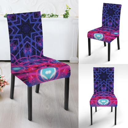 Purple And Blue Light Mandala Print Dining Chair Slipcover