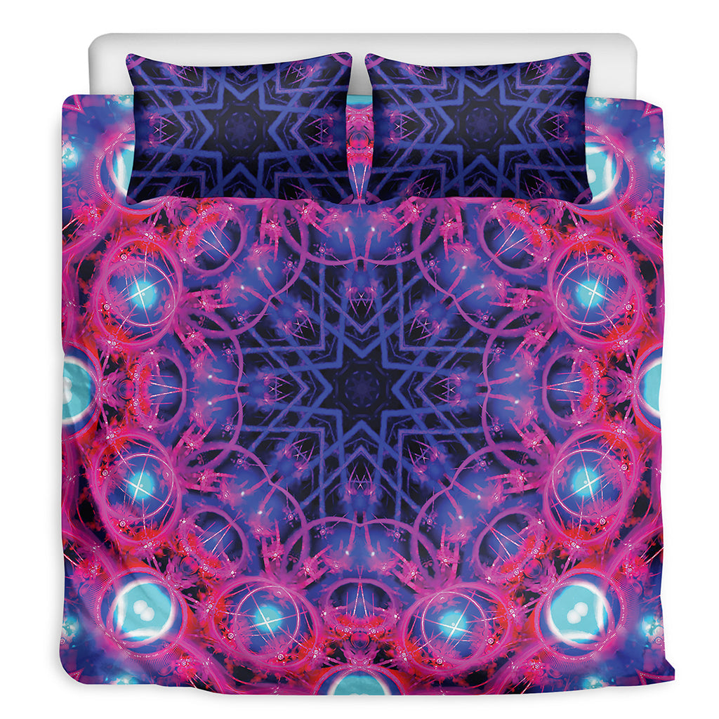 Purple And Blue Light Mandala Print Duvet Cover Bedding Set