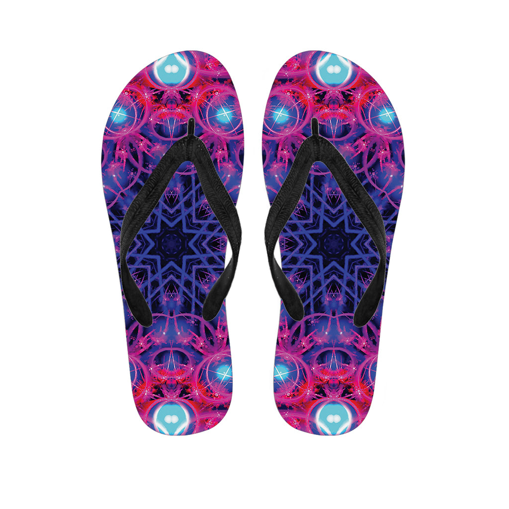 Purple And Blue Light Mandala Print Flip Flops