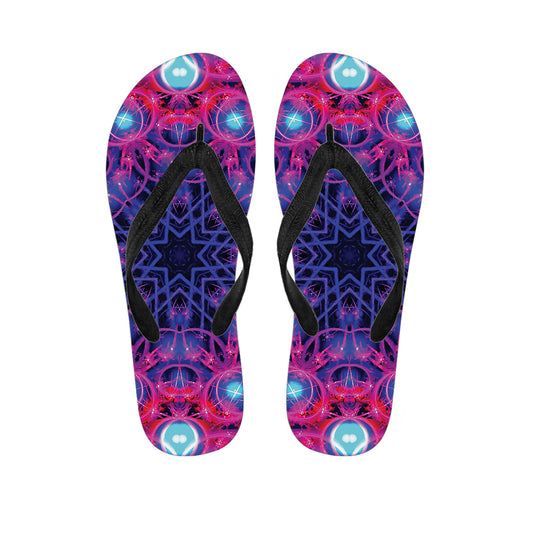 Purple And Blue Light Mandala Print Flip Flops
