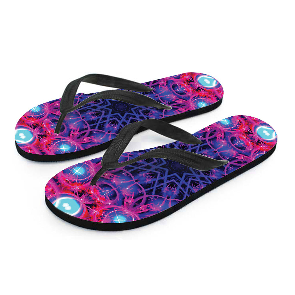 Purple And Blue Light Mandala Print Flip Flops