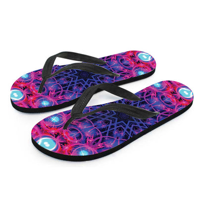 Purple And Blue Light Mandala Print Flip Flops