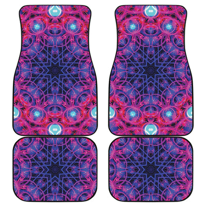 Purple And Blue Light Mandala Print Front and Back Car Floor Mats