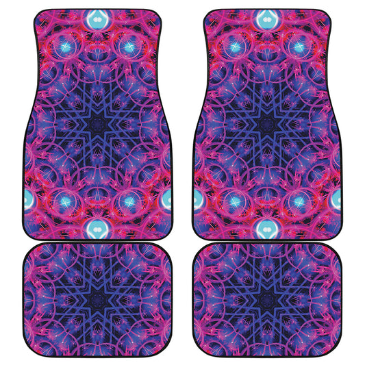 Purple And Blue Light Mandala Print Front and Back Car Floor Mats