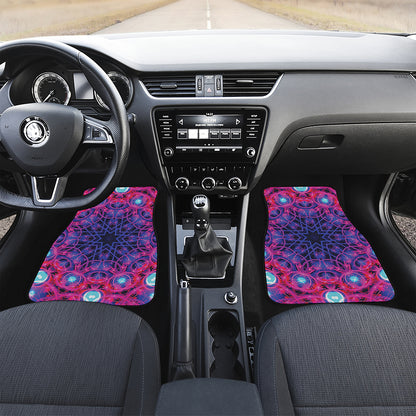 Purple And Blue Light Mandala Print Front and Back Car Floor Mats