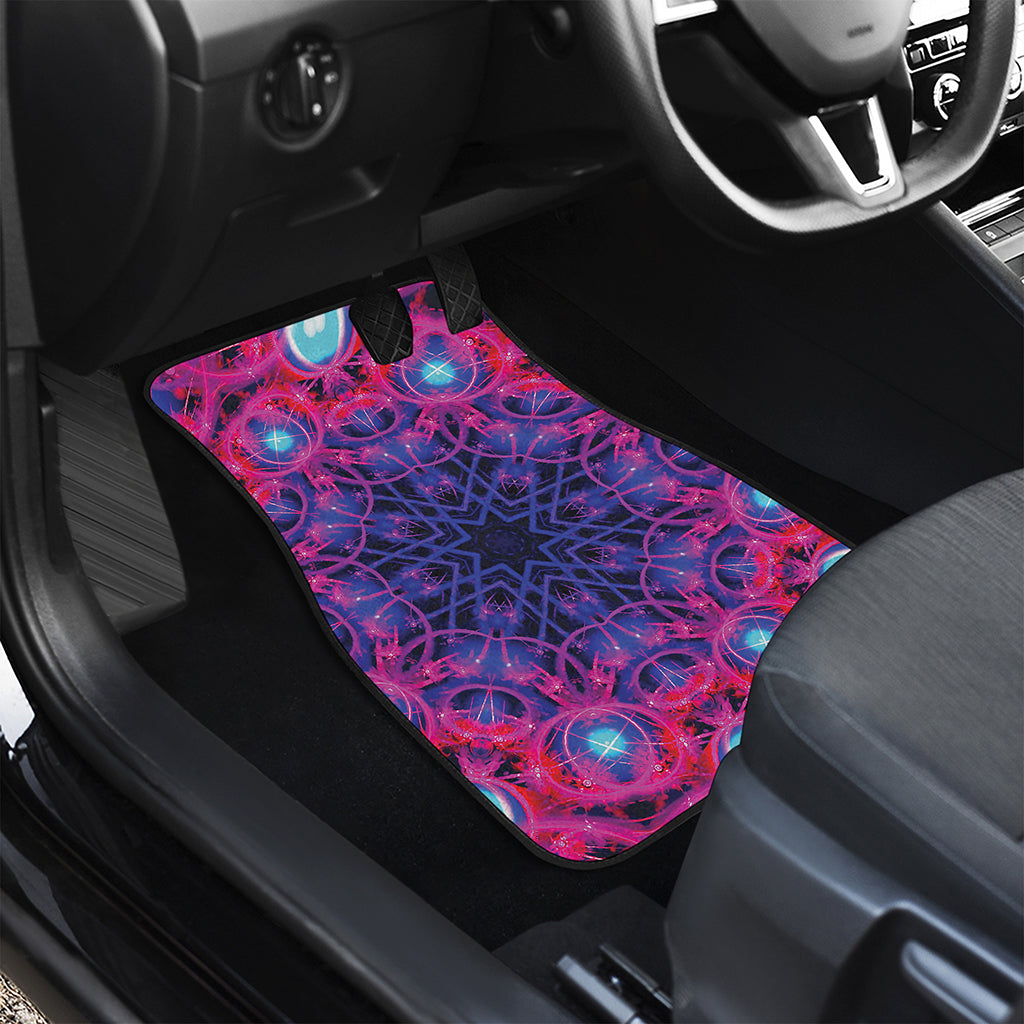 Purple And Blue Light Mandala Print Front and Back Car Floor Mats