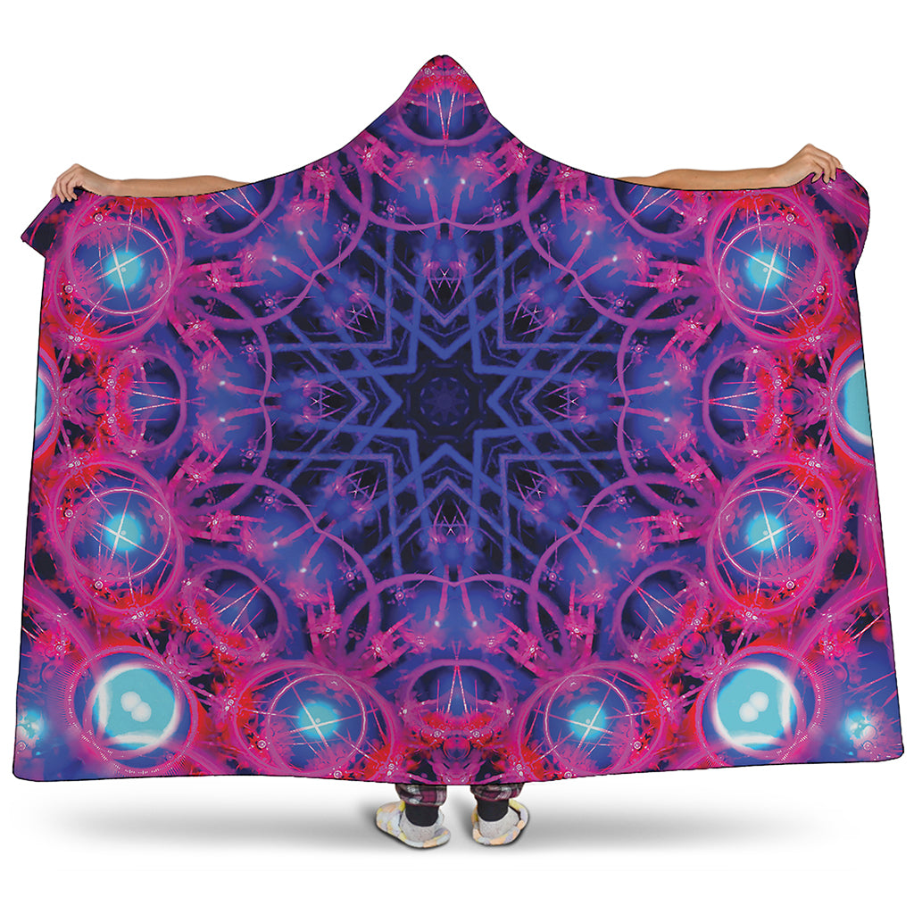 Purple And Blue Light Mandala Print Hooded Blanket