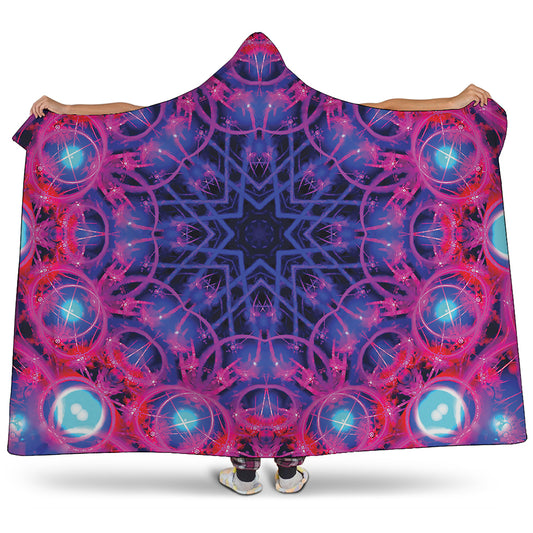 Purple And Blue Light Mandala Print Hooded Blanket