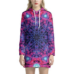 Purple And Blue Light Mandala Print Hoodie Dress