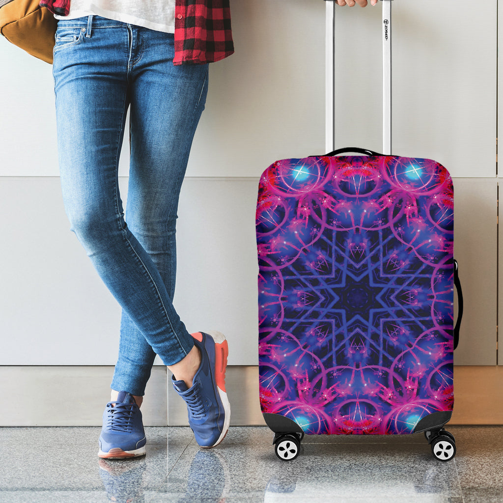 Purple And Blue Light Mandala Print Luggage Cover