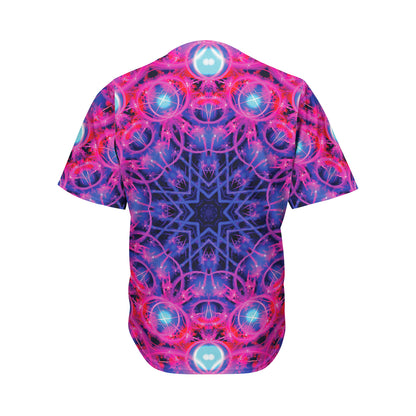 Purple And Blue Light Mandala Print Men's Baseball Jersey