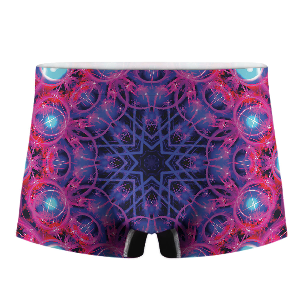 Purple And Blue Light Mandala Print Men's Boxer Briefs