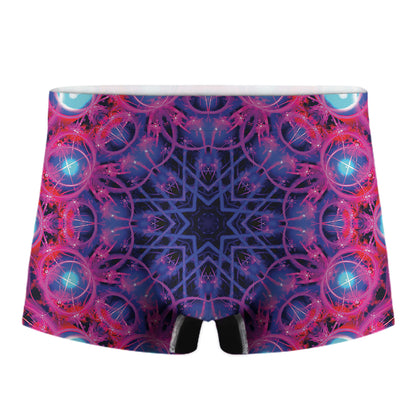 Purple And Blue Light Mandala Print Men's Boxer Briefs