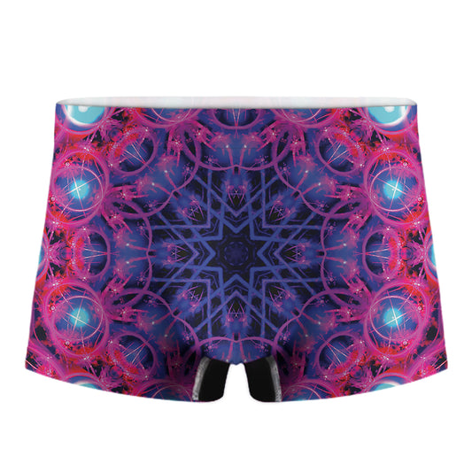 Purple And Blue Light Mandala Print Men's Boxer Briefs