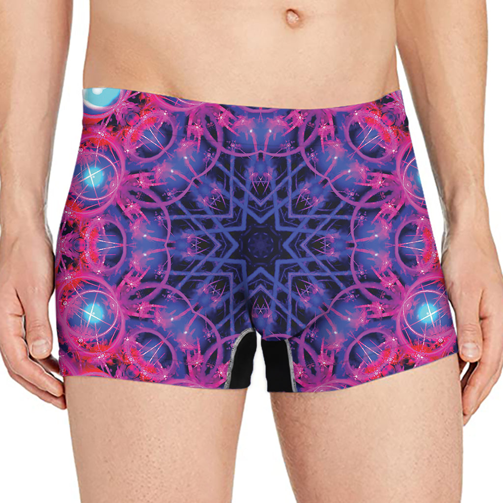 Purple And Blue Light Mandala Print Men's Boxer Briefs