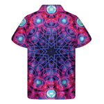 Purple And Blue Light Mandala Print Men's Short Sleeve Shirt
