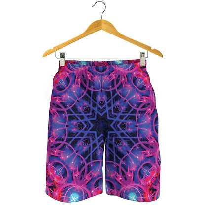 Purple And Blue Light Mandala Print Men's Shorts