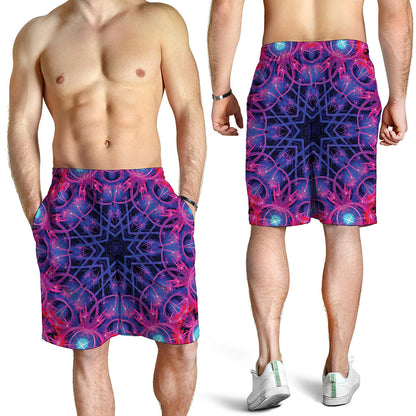 Purple And Blue Light Mandala Print Men's Shorts