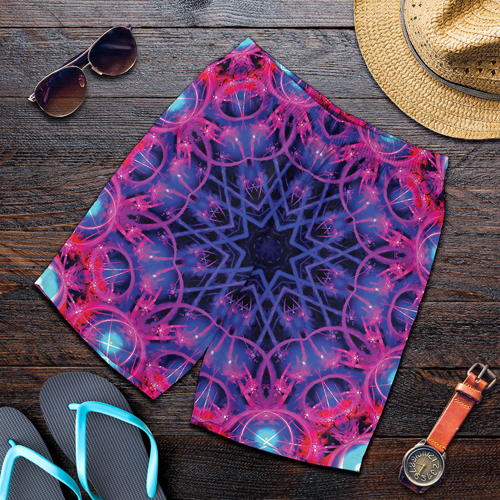 Purple And Blue Light Mandala Print Men's Shorts