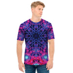 Purple And Blue Light Mandala Print Men's T-Shirt