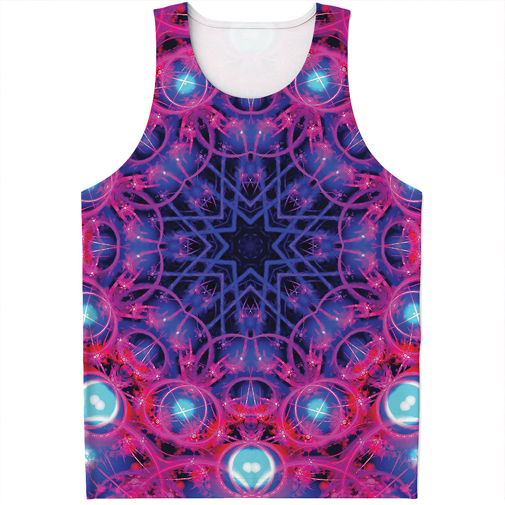 Purple And Blue Light Mandala Print Men's Tank Top