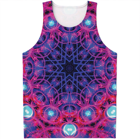 Purple And Blue Light Mandala Print Men's Tank Top