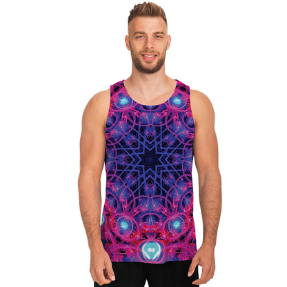 Purple And Blue Light Mandala Print Men's Tank Top