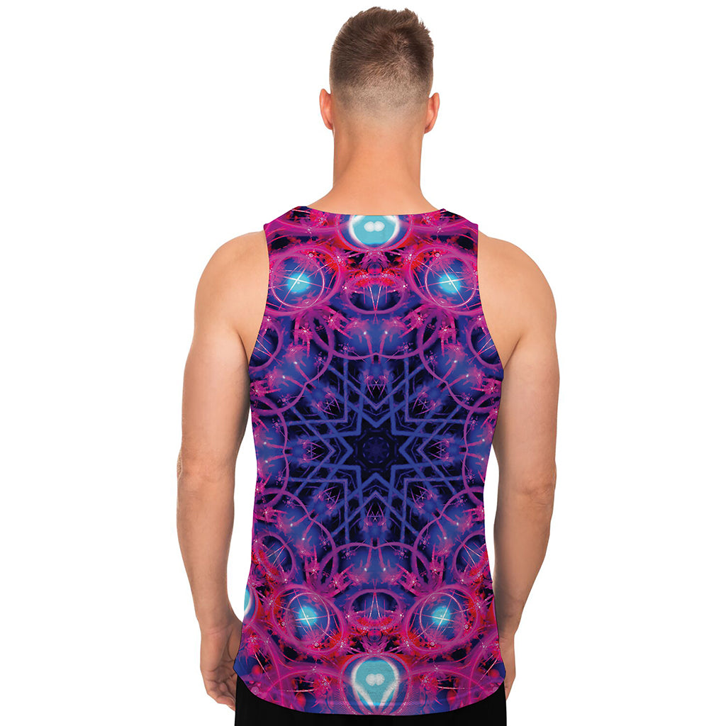 Purple And Blue Light Mandala Print Men's Tank Top