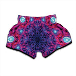 Purple And Blue Light Mandala Print Muay Thai Boxing Shorts