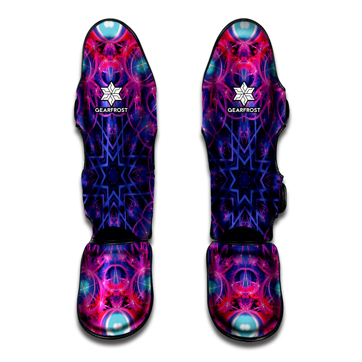 Purple And Blue Light Mandala Print Muay Thai Shin Guard