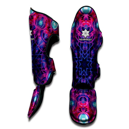 Purple And Blue Light Mandala Print Muay Thai Shin Guard