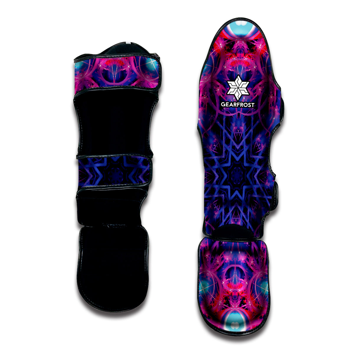Purple And Blue Light Mandala Print Muay Thai Shin Guard