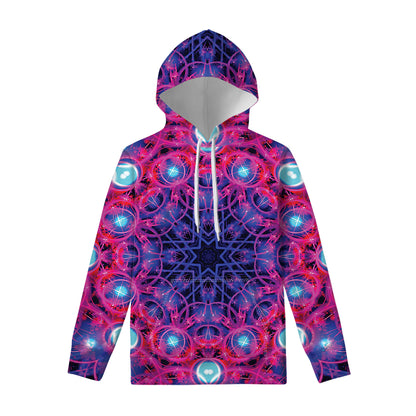 Purple And Blue Light Mandala Print Pullover Hoodie