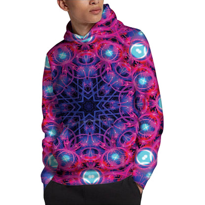 Purple And Blue Light Mandala Print Pullover Hoodie