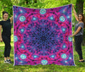 Purple And Blue Light Mandala Print Quilt