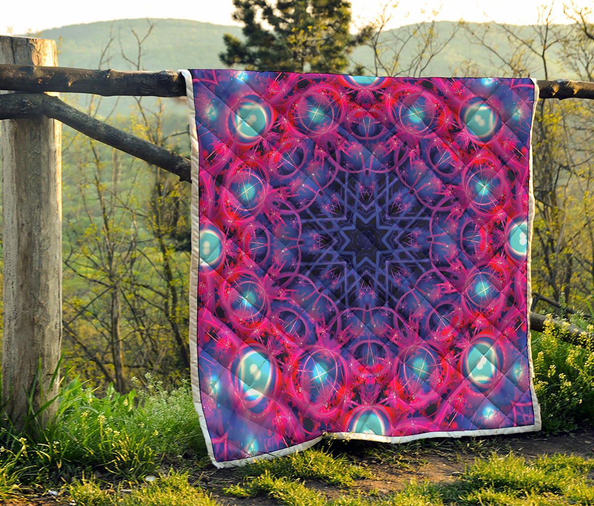 Purple And Blue Light Mandala Print Quilt