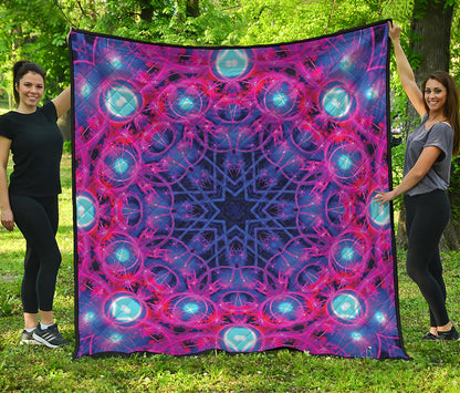 Purple And Blue Light Mandala Print Quilt