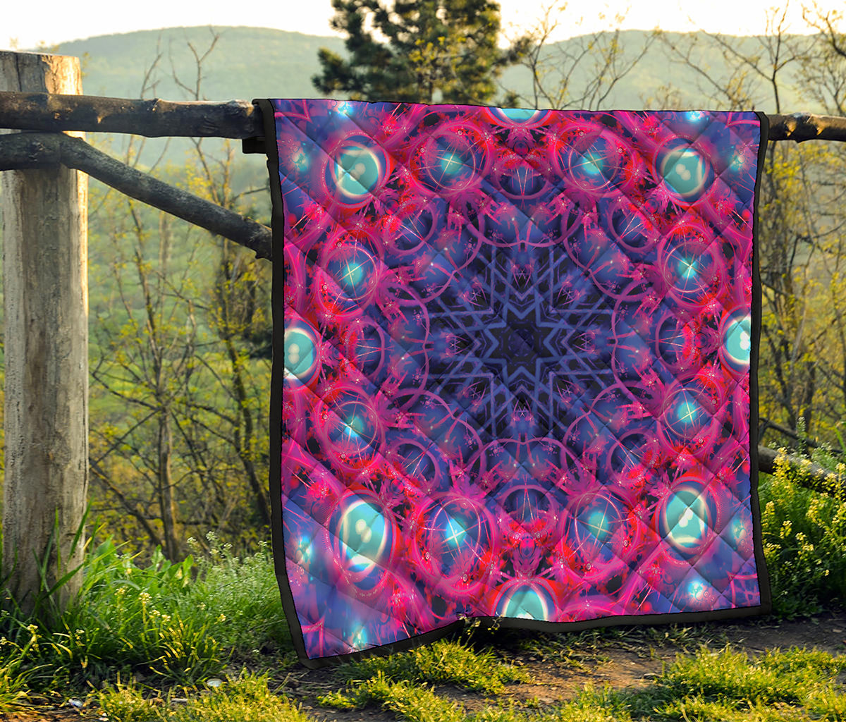 Purple And Blue Light Mandala Print Quilt