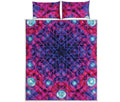 Purple And Blue Light Mandala Print Quilt Bed Set