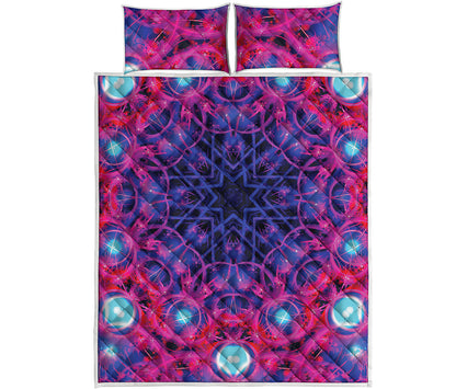 Purple And Blue Light Mandala Print Quilt Bed Set