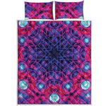 Purple And Blue Light Mandala Print Quilt Bed Set