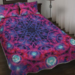 Purple And Blue Light Mandala Print Quilt Bed Set