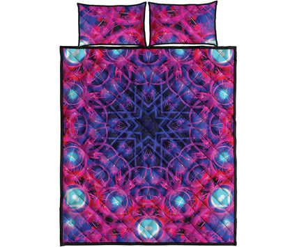 Purple And Blue Light Mandala Print Quilt Bed Set