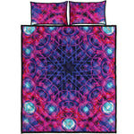 Purple And Blue Light Mandala Print Quilt Bed Set
