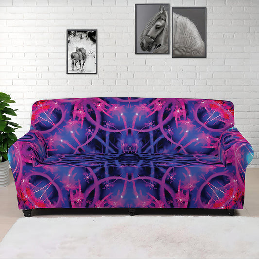 Purple And Blue Light Mandala Print Sofa Cover