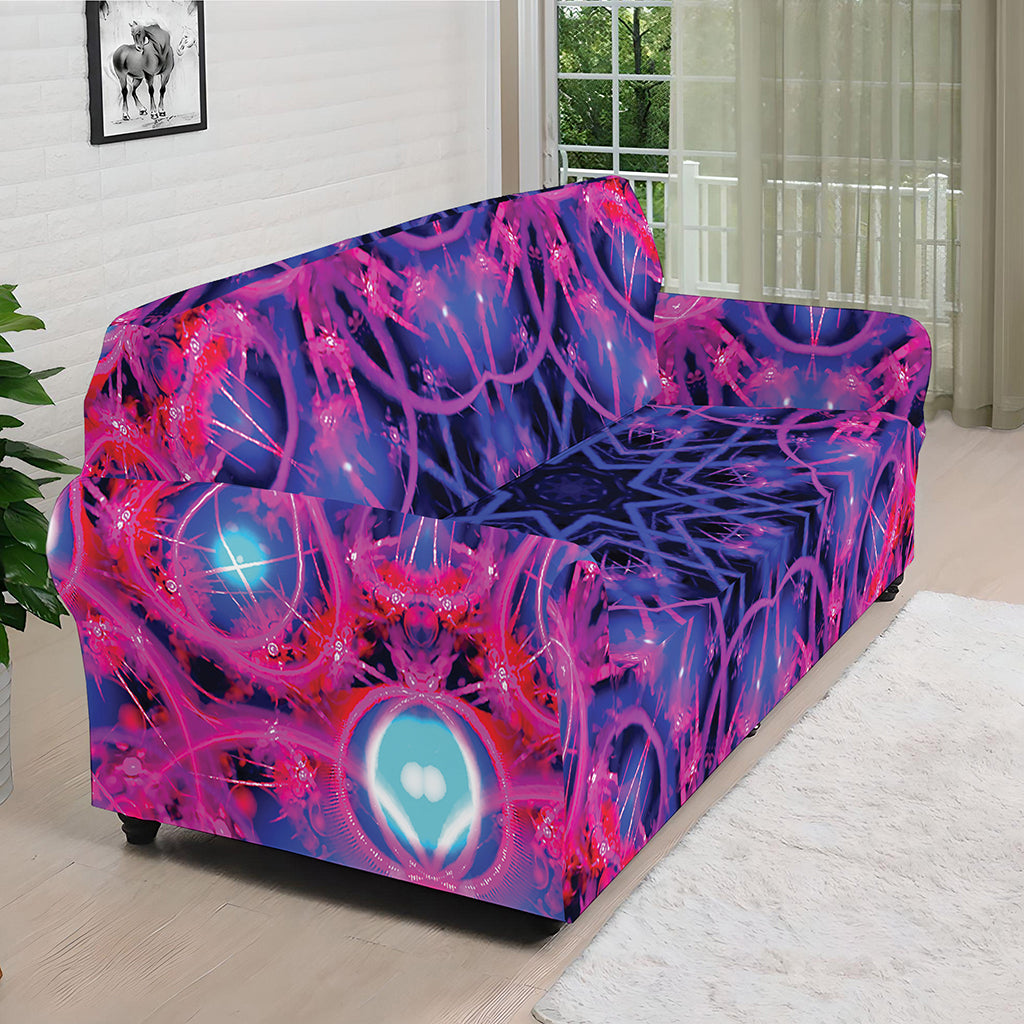 Purple And Blue Light Mandala Print Sofa Cover