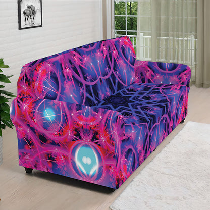 Purple And Blue Light Mandala Print Sofa Cover