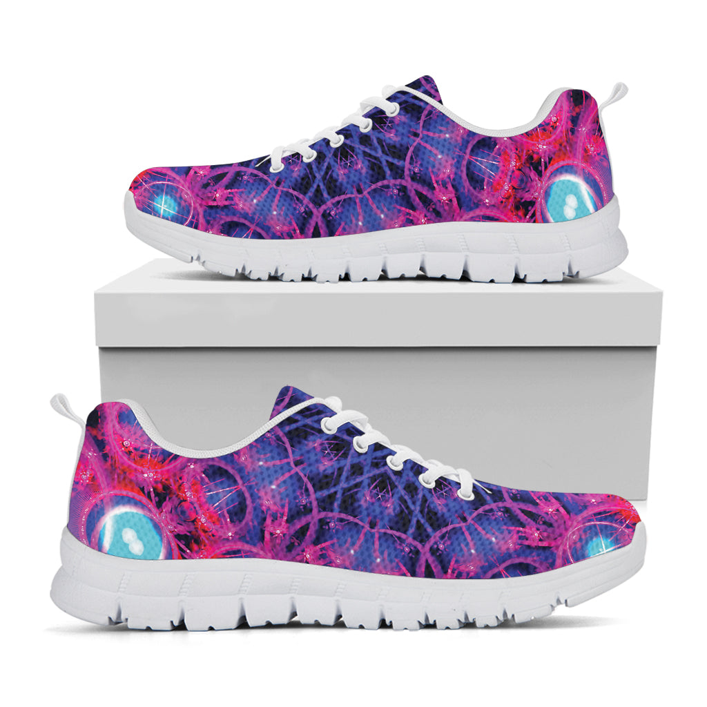 Purple And Blue Light Mandala Print White Sneakers