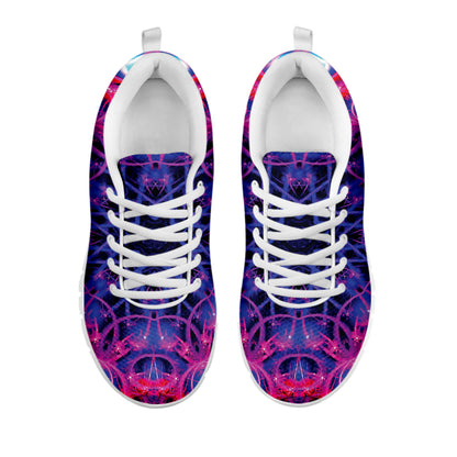 Purple And Blue Light Mandala Print White Sneakers