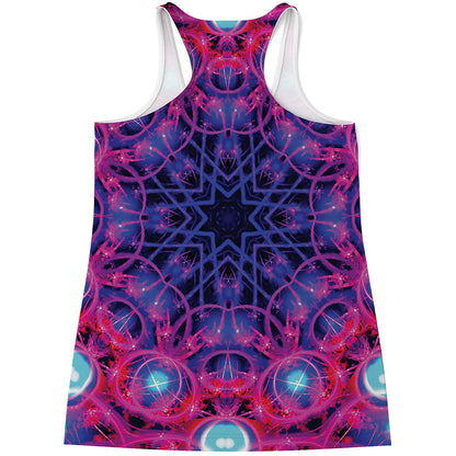 Purple And Blue Light Mandala Print Women's Racerback Tank Top
